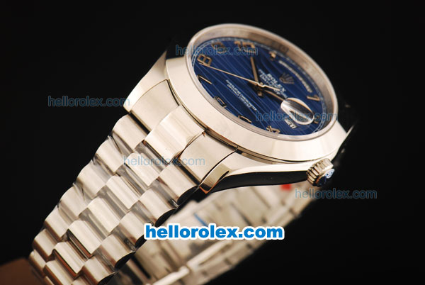 Rolex Day-Date II Rolex 3156 Automatic Movement Full Steel with Blue Dial and Arabic Numerals - Click Image to Close